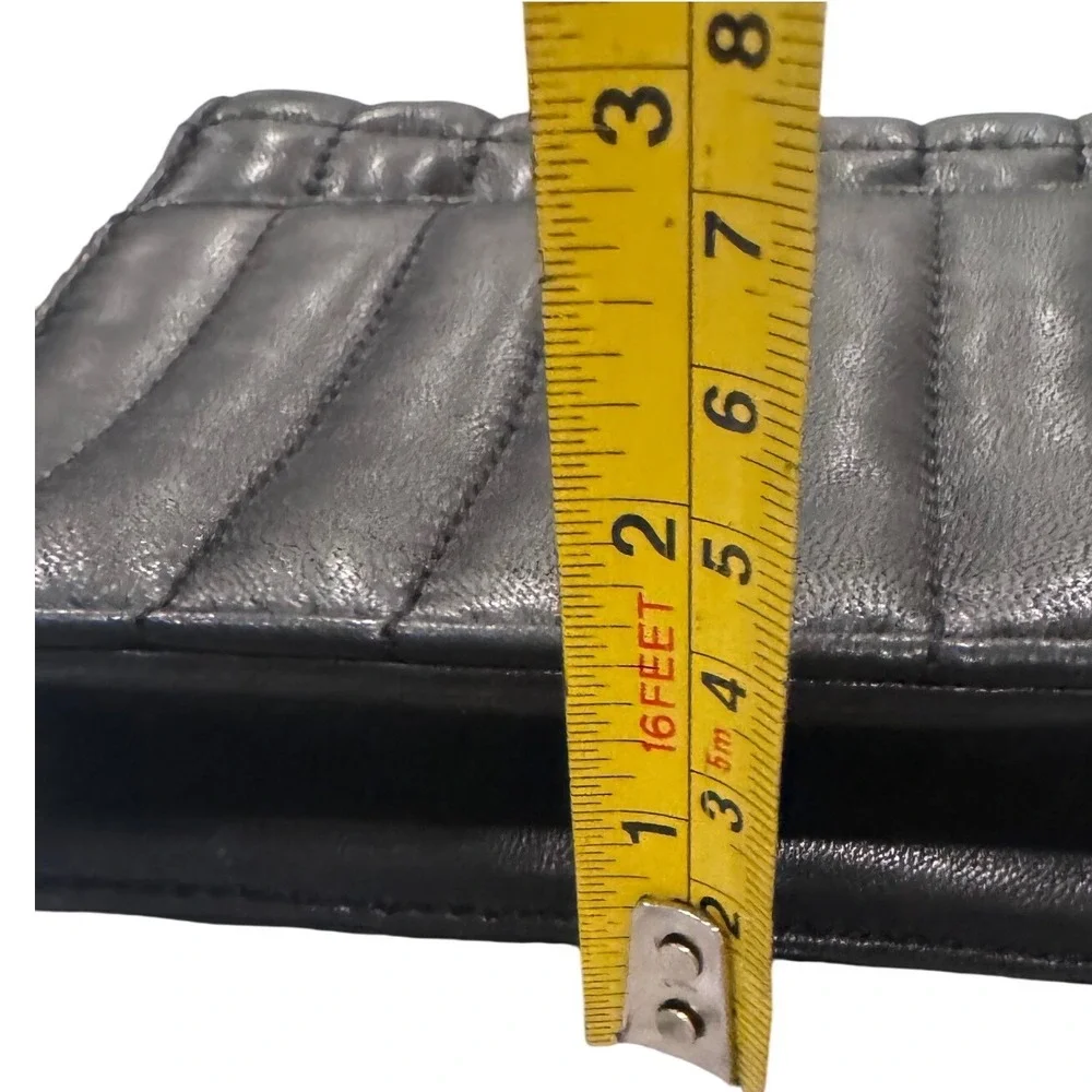 J.Crew‎ Black Quilted Leather Crossbody Chain Strap Preloved 7.5x5.5x2